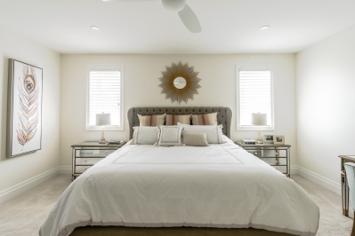 Designs by Santy :: Transitional Bungalow Master bedroom with pot lighting