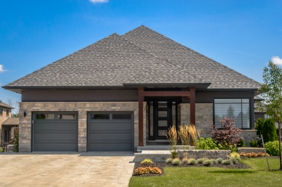Designs by Santy :: Transitional Bungalow Front exterior with modern-transitional design