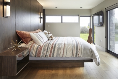 Designs by Santy :: Modern Prairie master bedroom with floating bed