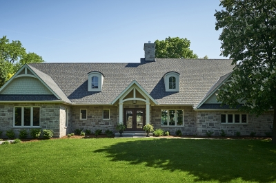 Designs by Santy :: French Country Revival Front exterior with dormers