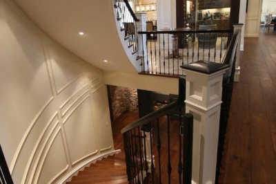 Designs by Santy :: Parkway Playhouse Staircase with view to wine room
